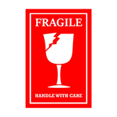 Fragile - Shipping Box Warning Stickers 12 x 8Cms 50Pc Pack - Willow